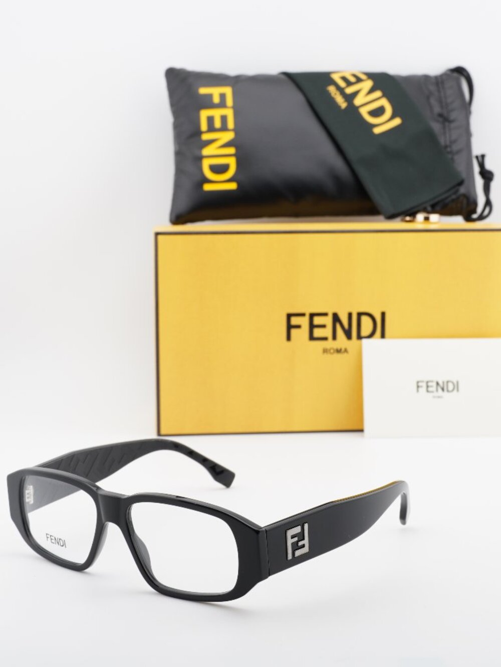 Fendi FE50115I 001 Rectangle Eyeglasses 54mm - Black